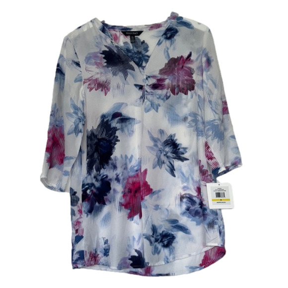 ELLEN Tracy White Floral Tunic, Medium - Picture 1 of 11